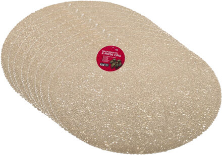 Gerimport Placemat - Set van 12x stuks - goud - dia 40 cm - rond - kunststof - onderlegger - kerstdiner/diner