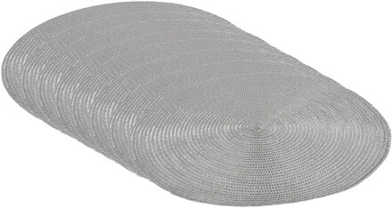 Gerimport Placemat - Set van 12x stuks - metallic zilver - 38 cm - rond - geverfd jute - onderlegger