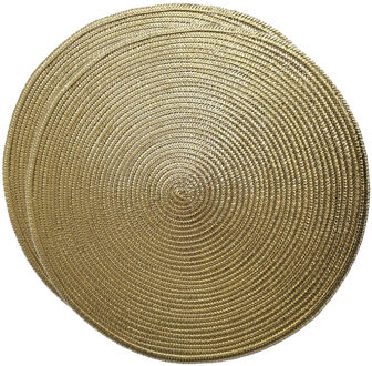 Gerimport Placemat - Set van 2x stuks - metallic goud - dia 38 cm - rond - onderlegger - kerstdiner/diner plac