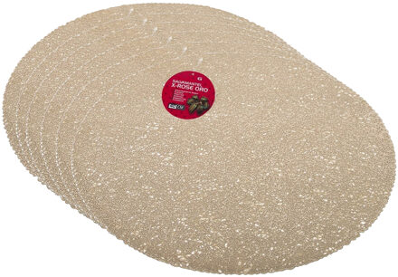 Gerimport Placemat - Set van 6x stuks - goud - dia 40 cm - rond - kunststof - onderlegger - kerstdiner/diner p