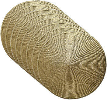 Gerimport Placemat - Set van 8x stuks - metallic goud - dia 38 cm - rond - onderlegger - kerstdiner/diner plac