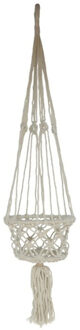 Gerimport plantenpot aan macrame touw - Ibiza stijl - plantenhanger - 16 x 77 cm