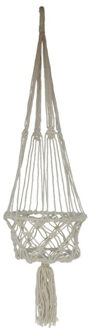 Gerimport plantenpot aan macrame touw - Ibiza stijl - plantenhanger - 22 x 90 cm
