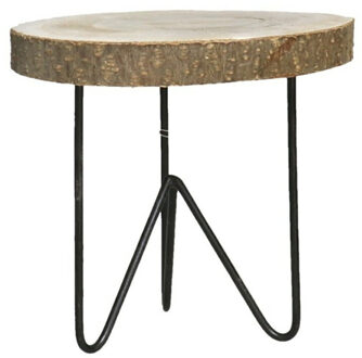 Gerimport Plantenpot verhoger Decowood - Boomstam - kaarsenbord - hout/metaal - D21 x H21 cm