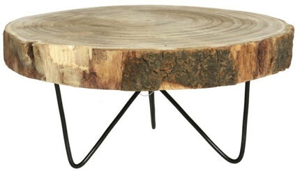 Gerimport Plantenpot verhoger Decowood - Boomstam - kaarsenbord - hout/metaal - D25 x H11 cm