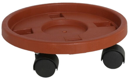 Gerimport Plantentrolley - multiroller - rond - bruin - 26 cm - trolley voor kamerplanten