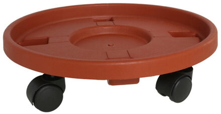 Gerimport Plantentrolley - multiroller - rond - bruin - 39 cm - trolley voor kamerplanten