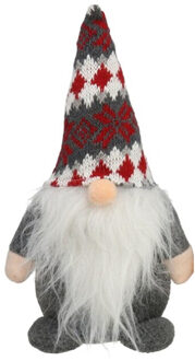 Gerimport Pluche gnome/dwerg/kabouter decoratie pop/knuffel kleding grijs en muts 26 x 11 cm Multi
