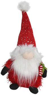 Gerimport Pluche kerst gnome - kerstman - H36 cm - decoratie pop - Kerstman pop Rood