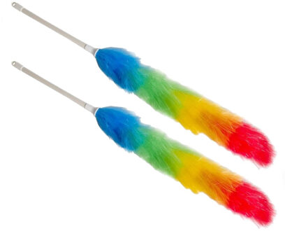 Gerimport Plumeau - 2x - multi color - kunststof - 57 cm - schoonmaken - duster