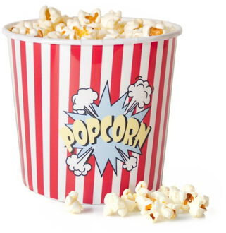 Gerimport Popcorn bak - rood/wit - kunststof - D24 - 9 liter - Snack en tapasschalen Multikleur