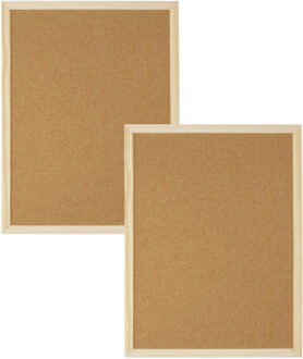 Gerimport Prikbord/memobord - 2x - kurk - bruin - 30 x 40 cm - hobby/knutsel materialen