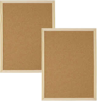 Gerimport Prikbord/memobord - 2x - kurk - bruin - 40 x 60 cm - hobby/knutsel materialen