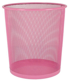 Gerimport Prullenmand - roze - 9 liter - metaal - kantoor - prullenbak