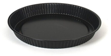 Gerimport Quiche/taart bakvorm/bakblik geribbeld rond 29 x 3,5 cm zwart - Cakevormen