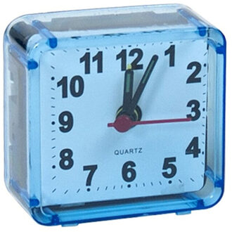 Gerimport Reiswekker/alarmklok analoog - licht blauw - kunststof - 6 x 3 cm - klein model