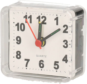Gerimport Reiswekker/alarmklok analoog - transparant - kunststof - 6 x 3 cm - klein model