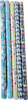 Gerimport Rollen inpakpapier/cadeaupapier - 5x stuks - verjaardag - 200 x 70 cm - papier Multi