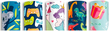 Gerimport Rollen inpakpapier/cadeaupapier - 5x stuks - verjaardag - 200 x 70 cm - papier