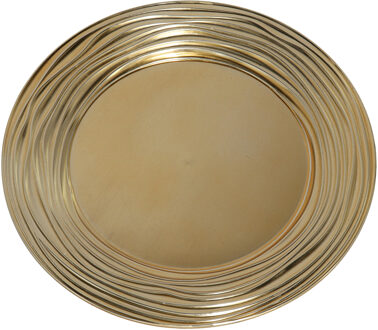 Gerimport Ronde diner onderborden/kaarsenbord/plateau glimmend goud van 33 cm - Kaarsenplateaus Goudkleurig