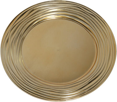 Gerimport Ronde diner onderborden/kaarsenbord/plateau glimmend goud van 33 cm