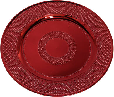 Gerimport Ronde diner onderborden/kaarsenbord/plateau glimmend rood van 33 cm - Kaarsenplateaus