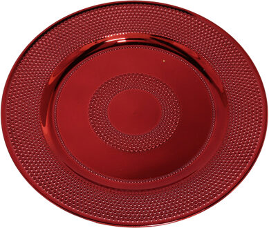 Gerimport Ronde diner onderborden/kaarsenbord/plateau glimmend rood van 33 cm