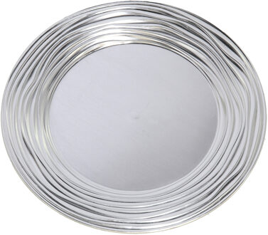 Gerimport Ronde diner onderborden/kaarsenbord/plateau glimmend zilver van 33 cm