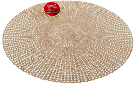 Gerimport Ronde kunststof dinner placemats goud-kleur met diameter 40 cm - Placemats Goudkleurig