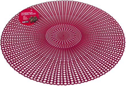 Gerimport Ronde kunststof dinner placemats rood-kleur met diameter 40 cm - Placemats