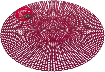 Gerimport Ronde kunststof dinner placemats rood-kleur met diameter 40 cm