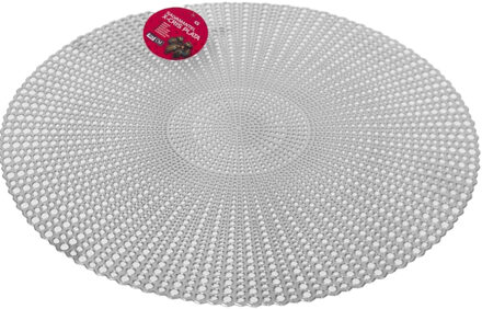 Gerimport Ronde kunststof dinner placemats zilver met diameter 40 cm - Placemats Zilverkleurig