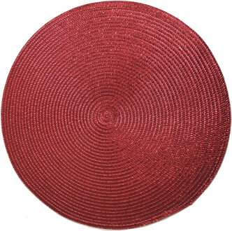Gerimport Ronde Placemats metallic kerst rood look diameter 38 cm