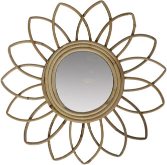 Gerimport Rotan wandspiegel natuurlijk - sun - rotan - 35x4 cm - bohemian spiegel