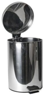 Gerimport RVS vuilnisbak/pedaalemmer 3 liter 24 cm - Pedaalemmers Zilverkleurig