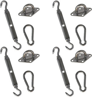 Gerimport Schaduwdoek ophangaccessoires set - 12-delig - luifel/hangmat bevestiging