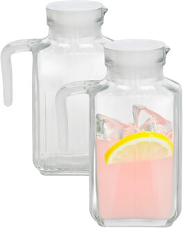 Gerimport schenkkan Lucia - 2x - Limonadekan - Waterkan - Met deksel - 1,5L - glas