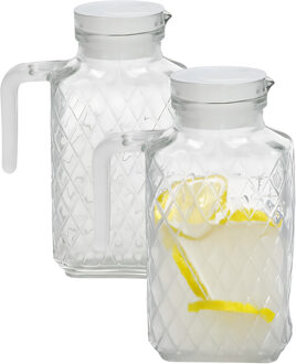 Gerimport schenkkan Sonia - 2x - Limonadekan - Waterkan - Met deksel - 1,5L - glas