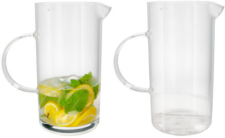 Gerimport Schenkkan water/wijn karaf Lucia - 2x - borosilicaat glas - 1050 ml - 10 X 17 X 19 CM