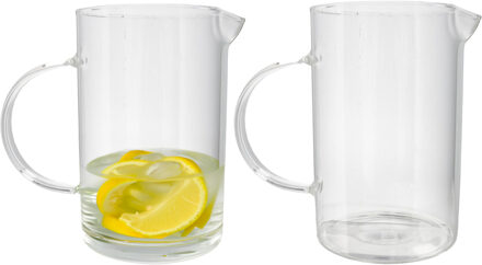 Gerimport Schenkkan water/wijn karaf Lucia - 2x - borosilicaat glas - 850 ml - 10 X 17 X 16 CM