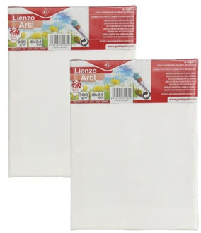 Gerimport Schilderdoek - 2x - 24 x 18 cm - blanco canvas - rechthoekig - houten frame