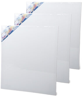 Gerimport Schilderdoek - 4x stuks - 60 x 50 cm - blanco canvas - rechthoekig - houten frame