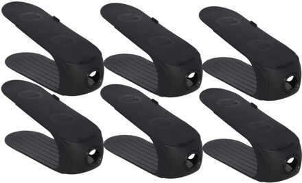 Gerimport Schoenenopbergers - 6x - zwart - kunststof - voor een paar schoenen - 26 cm