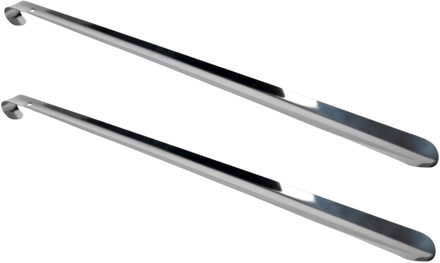 Gerimport Schoenlepel - 2x - 51 cm - metaal - zilver - met haak - instaphulp - schoenen