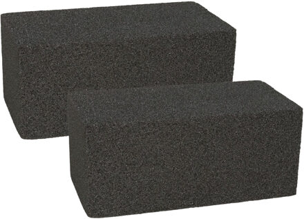 Gerimport Schoonmaak steen voor barbecue - 3x - Schuursteen - BBQ reinigingsblok - 20 x 10 x 9 cm - Grijs