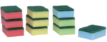 Gerimport schuursponzen - 10x - schoonmaak spons - afwas / keuken / huishouden
