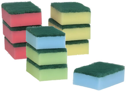 Gerimport schuursponzen - 50x - schoonmaak spons - afwas / keuken / huishouden