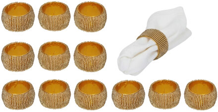 Gerimport Servetringen / houders - 12x stuks - goud - met sierrand - 5 x 3 cm