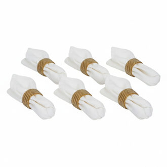 Gerimport Servetringen / houders - 6x stuks - goud - met sierrand - 5 x 3 cm Goudkleurig