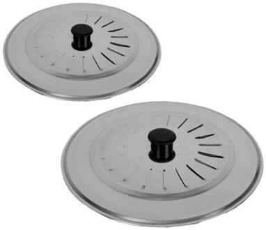 Gerimport Set 2x stuks spatdeksels - pannendeksels - rvs - stoomuitlaat - Dia 18 en 22 cm